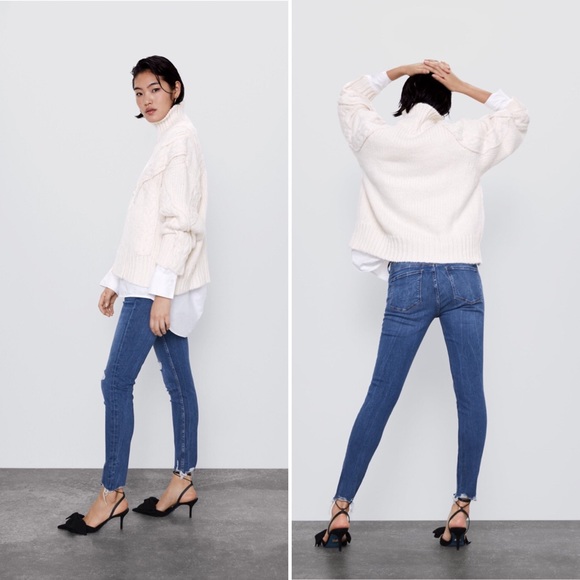 ZARA Z1975 Mid Rise Distressed Skinny Ankle Jeans - Picture 8 of 8